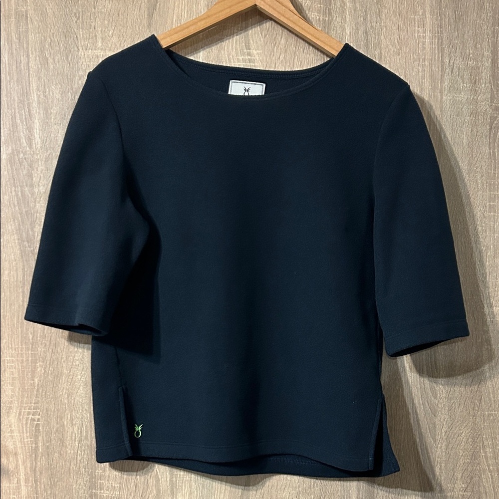 Dudley Stephens Vello Fleece Navy Blue Short Sleeve Top Size Large